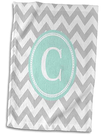 3D Rose Letter C Monogram in A Tropical Charcoal White & Yellow Print Hand Towel 15 x 22 Multicolor 