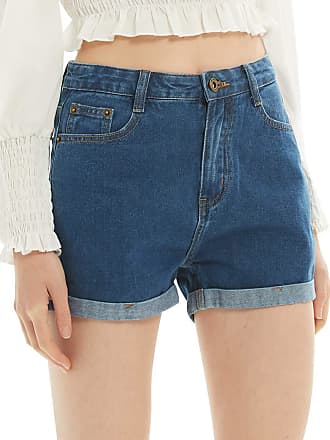 Ulanda Shorts for Women Casual Jean Shorts High Waisted Ruffle Hemming Denim Ripped Short Jeans Pockets 