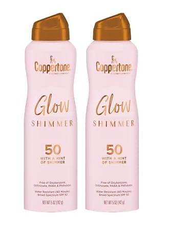 Coppertone Glow with Shimmer Sunscreen Spray SPF 50, Water Resistant Spray Sunscreen, Broad Spectrum SPF 50 Sunscreen Pack, 5 Oz Spray, Pack of 2