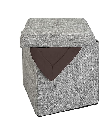 Natural Tufted Padded Seating Simplify Linen Folding Storage Ottoman Bench Double Toy Box Chest Stool Foot Rest