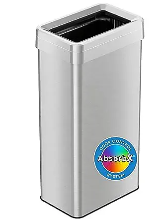 iTouchless Wings Open Lid Kitchen Sensor Trash Can with AbsorbX Odor Filter  Rectangular 13 Gallon Silver Stainless Steel