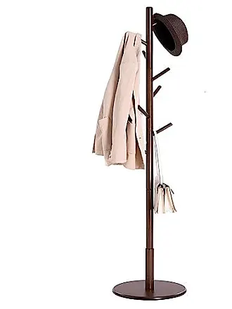 VASAGLE Solid Wood Coat Rack, Free Standing Coat Rack, Tree-Shaped Coat Rack with 8 Hooks, 3 Height Options, for Clothes, Hats, Bags, for Living