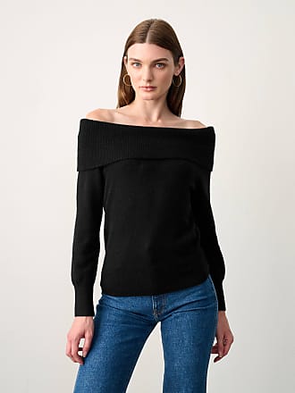 Keepmove Off The Shoulder Tops for Women V Neck Long Sleeve Knit Top Off Shoulder Pullover Sweater 