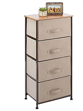 mDesign Tall Dresser Storage Tower Stand with 4 Removable Fabric Drawers -  Steel Frame, Wood Top Organizer for Bedroom, Entryway, Closet - Lido