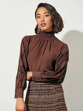 Women's Brown Long Sleeve Blouses gifts - up to −83%