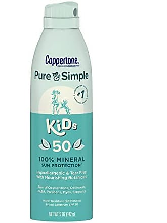 Coppertone Pure and Simple Kids Sunscreen Spray SPF 50, Zinc Oxide Mineral Sunscreen for Kids, Tear Free, Water Resistant, Broad Spectrum SPF 50 Sunscreen, 5 Oz 