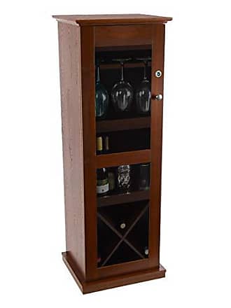 Atlantic Herrin Locking Bar Cabinet Liquor Shelf 9 Wine Glasses
