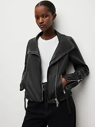 ASOS Collarless Biker Jacket In Jersey With Asymmetric Zip in Gray