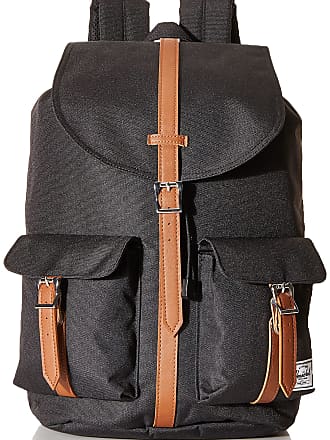  Herschel Little America Laptop Backpack, Black/Tan Synthetic  Leather, Mid-Volume 17.0L