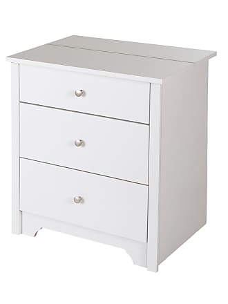 South Shore Furniture Vito Nightstand with 2 Drawers and Charging Station, Pure White