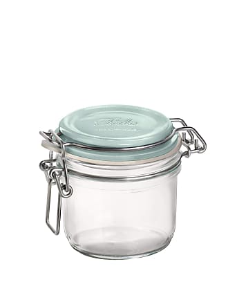 Square glass food container turquoise plastic lid 4 x 4  / 10 x 10 cm -  Frigoverre - Bormioli Rocco