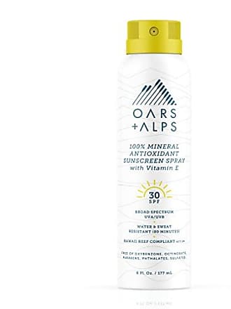Oars + Alps SPF 30 Mineral Sunscreen Spray, Naturally Derived Skin Care Infused with Vitamin E and Antioxidants, Water and Sweat Resistant, 6 Oz
