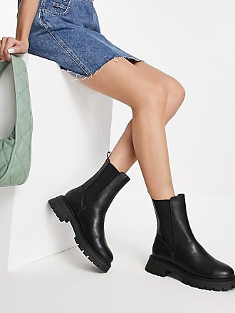 Damen Schuhe Stiefel Gummistiefel MSGM Leder Chelsea-Boots mit Kontrastsohle in Schwarz 