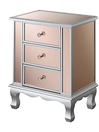 Convenience Concepts Gold Coast Vineyard 3 Drawer Mirrored End Table, Rose / Silver