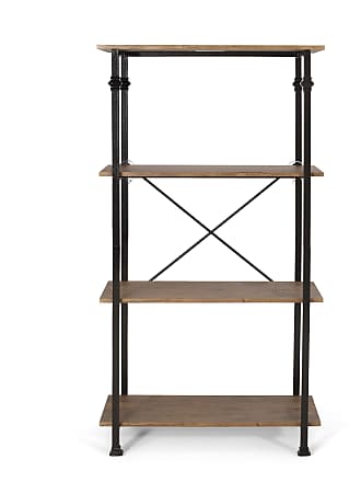Natural Stained With Rustic Metal Christopher Knight Home Roney Acacia Wood Bookcase with Iron Accents 17