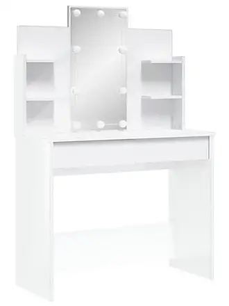 VIDAXL Coiffeuse d'angle table de maquillage lumiere LED Blanc