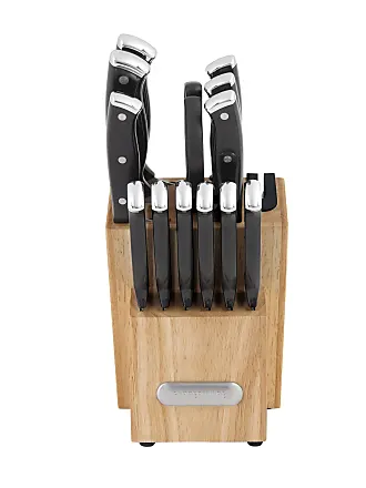 Farberware EdgeKeeper 14-Piece Forged Triple Rivet Kitchen Knife Block  Set,Black