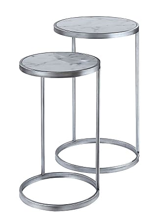 Convenience Concepts Gold Coast Faux Marble Nesting End Tables, Faux Marble / Silver