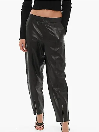 Tapered Faux-Leather Trousers - Black