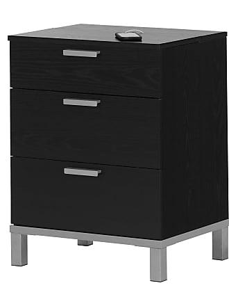 South Shore Furniture Flexible 2 Drawer Nightstand in Black Oak