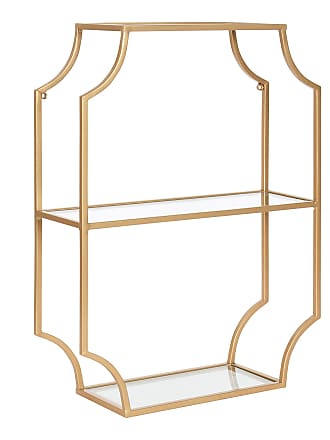 18 White/Gold Kate and Laurel Corblynd Traditional Wood Wall Shelf 