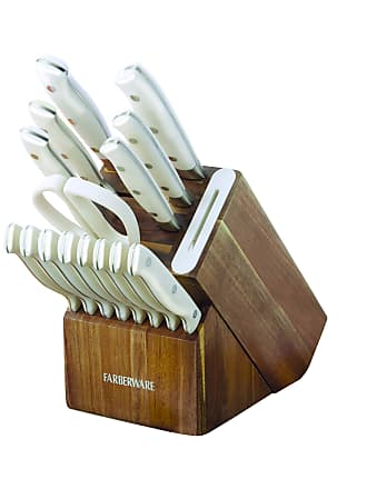  Farberware 15-Piece Triple Riveted Acacia Knife Block Set, High  Carbon-Stainless Steel Kitchen Knives with Ergonomic Handles, Razor-Sharp Knife  Set, Blush and Gold: Home & Kitchen