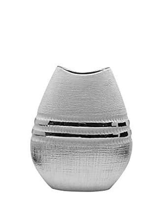 Gilde Lochvase weiß silber Deko Blumenvase modern Vase Dekoration Tischdeko Neu 