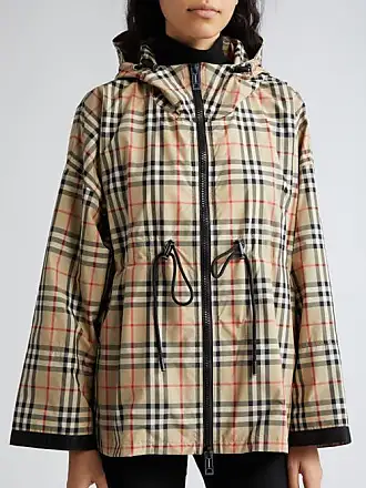 Cropped Reversible Check Puffer Jacket in Archive beige - Women