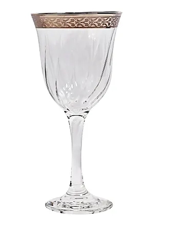 Lorren Home Trends Siena Collection Crystal Red Wine Glass with Gold Band Design Set of 4