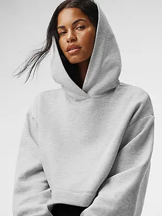 Alo Yoga  Cable Knit Winter Bliss Hoodie in Athletic Heather Grey