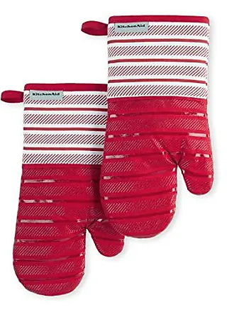 KitchenAid Ribbed Soft Silicone Oven Mitt Set, Passion Red, 7.5x13, Set  of 2