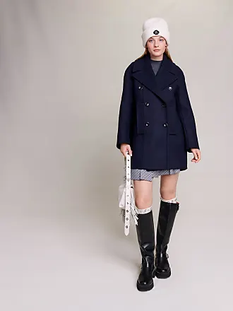 Cable Knit + Pea Coat + A-line skirt + Tights