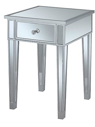 Convenience Concepts Gold Coast Mirrored End Table with Drawer, Silver / Mirror