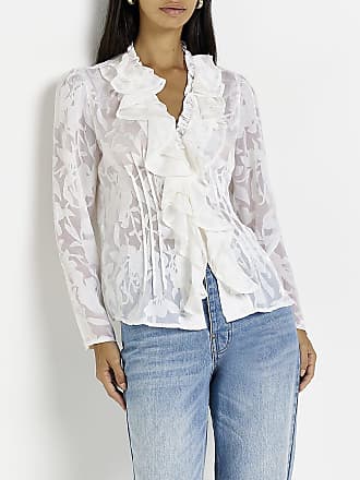 Fashion Blouses Ruffled Blouses Made in Italy Ruffled Blouse white allover print casual look 