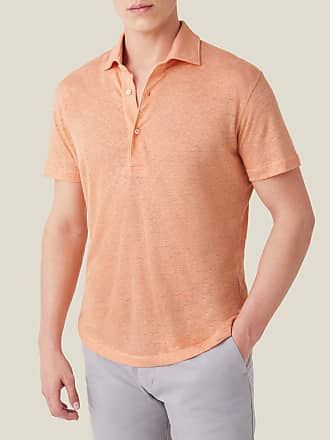 Alta Fashion Designer Mens Classic Fit Cotton Polo Shirt in Orange - Small