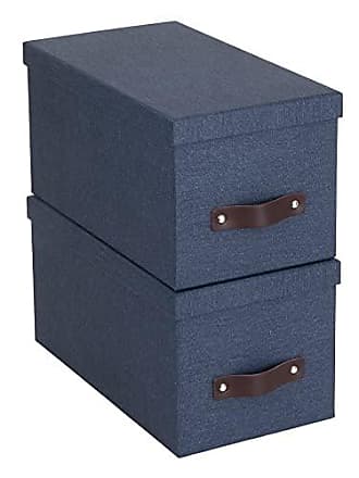 Bigso Silvia Organizational Storage Box | Photo Storage Box with Leather  Handle for Shelves and Stacks Easily | Durable and Decorative Storage Boxes