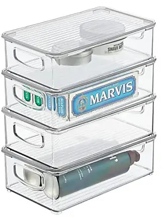 mDesign Plastic Bathroom Vanity Organizer Bin Box with Hinged Lid