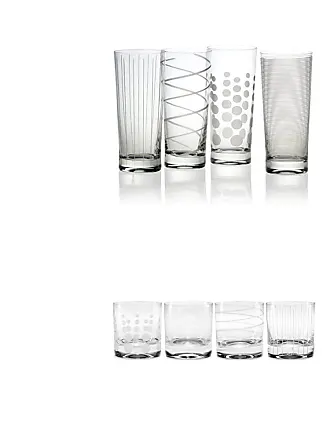 Mikasa Aline Double Old-Fashioned Whiskey Glasses, 14-Ounce, Clear