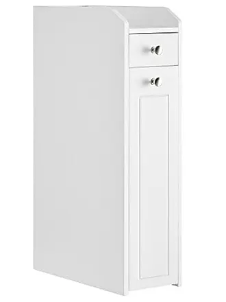 VASAGLE 2 Drawers Bathroom Floor Storage Cabinet, Bathroom Cabinet  Freestanding,Kitchen Cabinet with Open Compartment Adjustable Shelves ,White