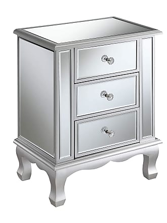 Convenience Concepts Gold Coast Vineyard 3 Drawer Mirrored End Table, Silver / Mirror