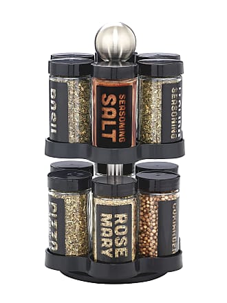 Kamenstein 16 Jar Black Spice Rack Spices Included