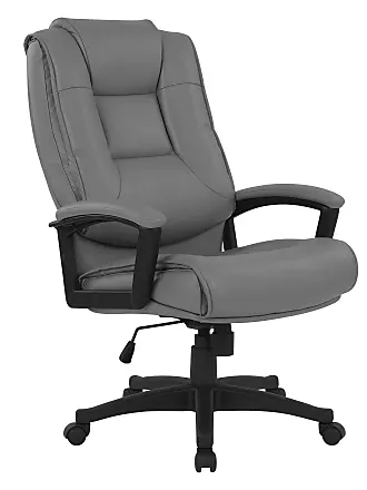 Office Star Executive Charcoal Bonded Leather Office Chair with Titanium Coated Nylon Base