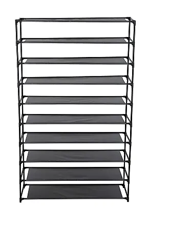 Tiered Matte Black Metal Pipe Freestanding Expanding Shoe Rack