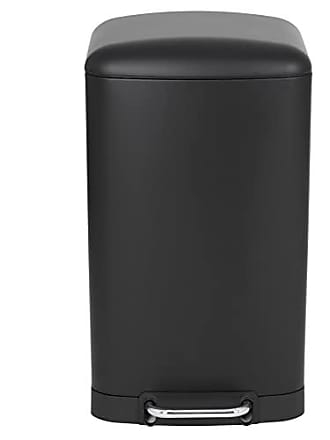 Edelstahl und Kunstleder Farbe schwarz von SANWOOD Treteimer KROKO 3 Liter 