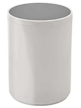 Vcansay 3.5 Gallons Swing Top Slim Garage Trash Can, White Plastic Swing Lid Trash Can, 2 Pack