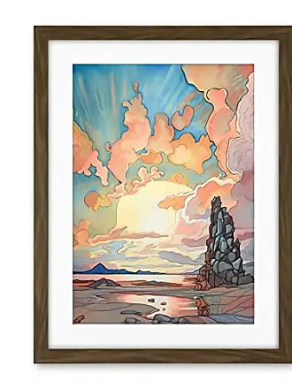  Grand Canyon Sunset Modern Landscape Rockabilly Americana 50s  Artwork Framed Wall Art Print 18X24 Inch: Posters & Prints