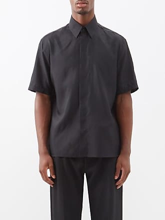 Fendi Ff-monogram Pinstriped Canvas Shirt - Mens - Black