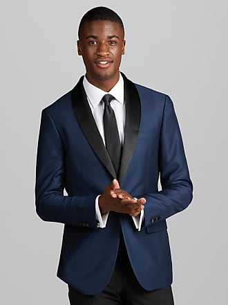 Jos. A. Bank Mens Slim Fit Diamond Pattern Formal Dinner Jacket - Big & Tall, Navy, 48 Regular