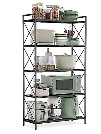 SONGMICS 3-Tier Metal Storage Rack with Wheels, Mesh Shelving Unit with x Side Frames, 23.6-inch Width, for Entryway, Kitchen, Living Room, Bathroom