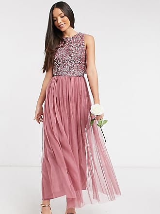 Maya Bridesmaid delicate sequin 2 in 1 midaxi dress in rose-Pink